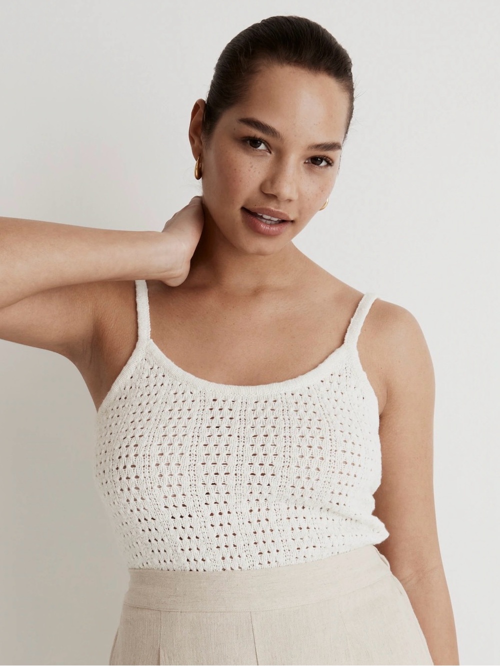 Madewell Open Stitch Sweater Tank in Ivory Size M NWT